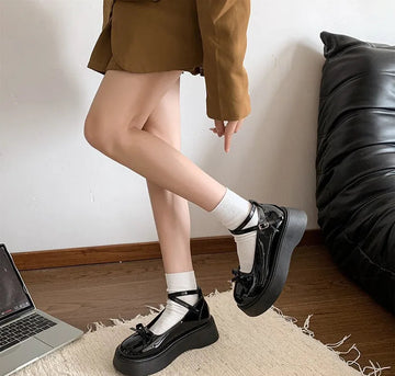 Xajzpa Women's spring summer new style shallow mouth thick sole temperament single shoe bow simple versatile casual women's shoes